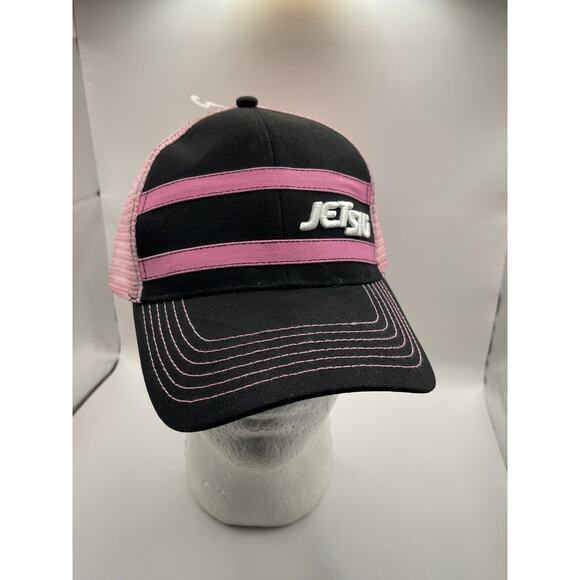 Kawasaki Jet Ski Hat Pink And White Trucker Adult Raised Embroidered NEW - Picture 1 of 8
